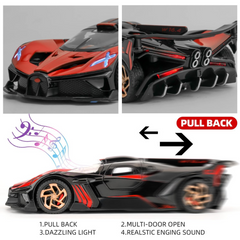 BUGATTI BOLIDE DIECAST METAL PULLBACK TOY CAR - SCALE 1:24 (20.5 X 8.8 X 4.5 CM)