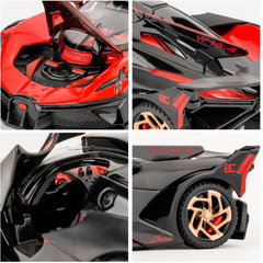 BUGATTI BOLIDE DIECAST METAL PULLBACK TOY CAR - SCALE 1:24 (20.5 X 8.8 X 4.5 CM)